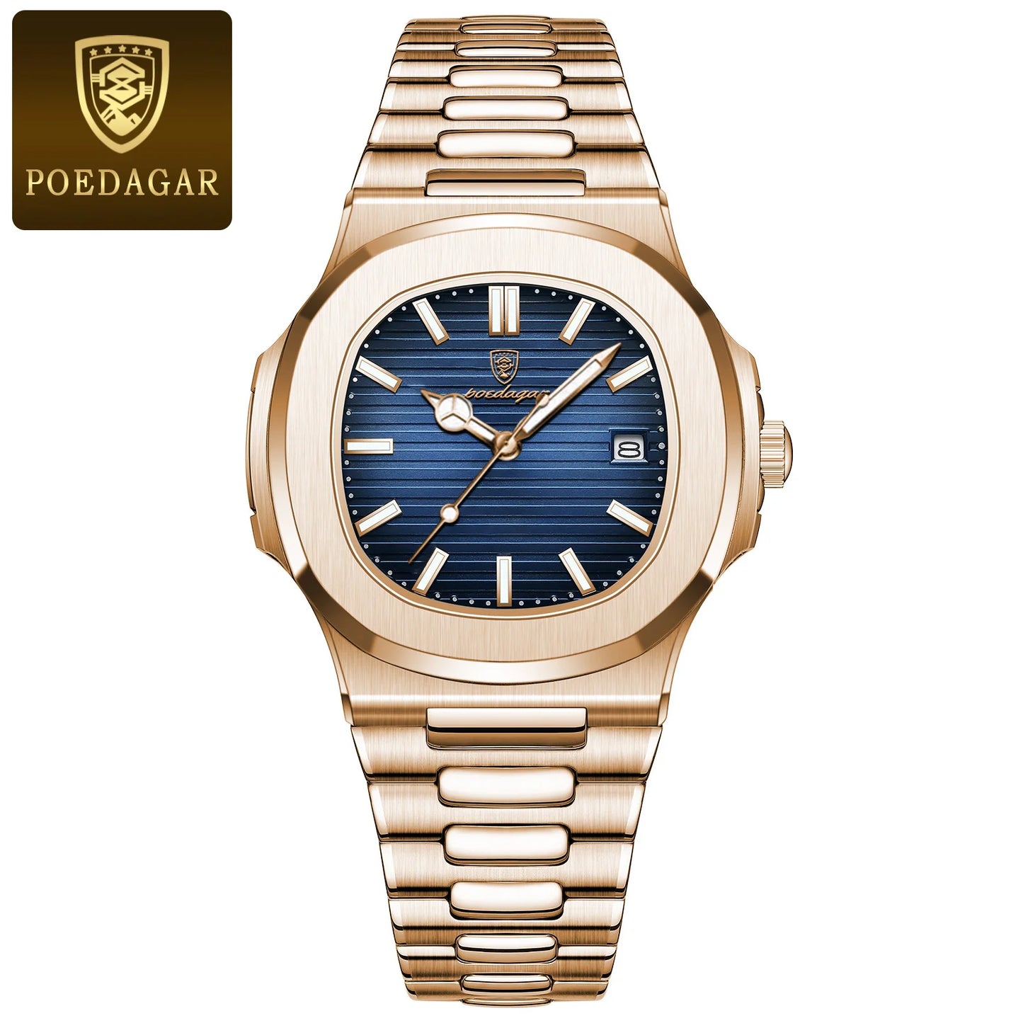 POEDAGAR Luxury Man Luminous Date, Leather, Waterproof Wristwatch For Men