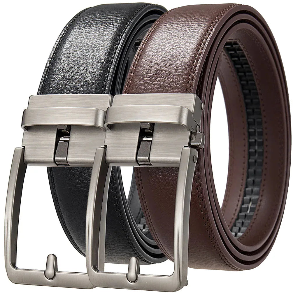Automatic Buckle Genuine Leather Men's Jeans High Quality Waist Strap