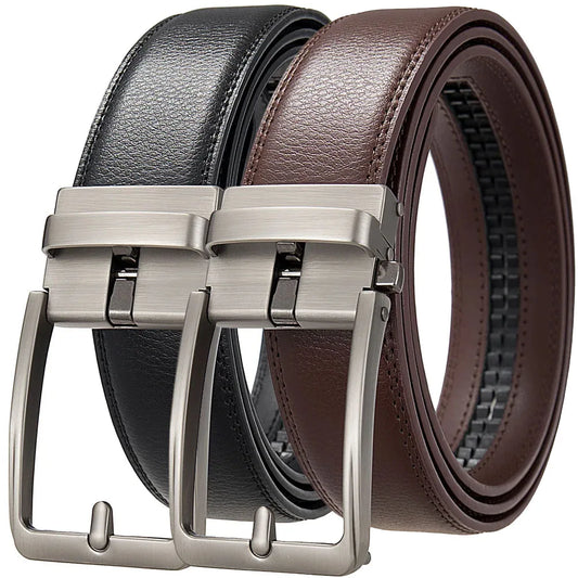 Automatic Buckle Genuine Leather Men's Jeans High Quality Waist Strap