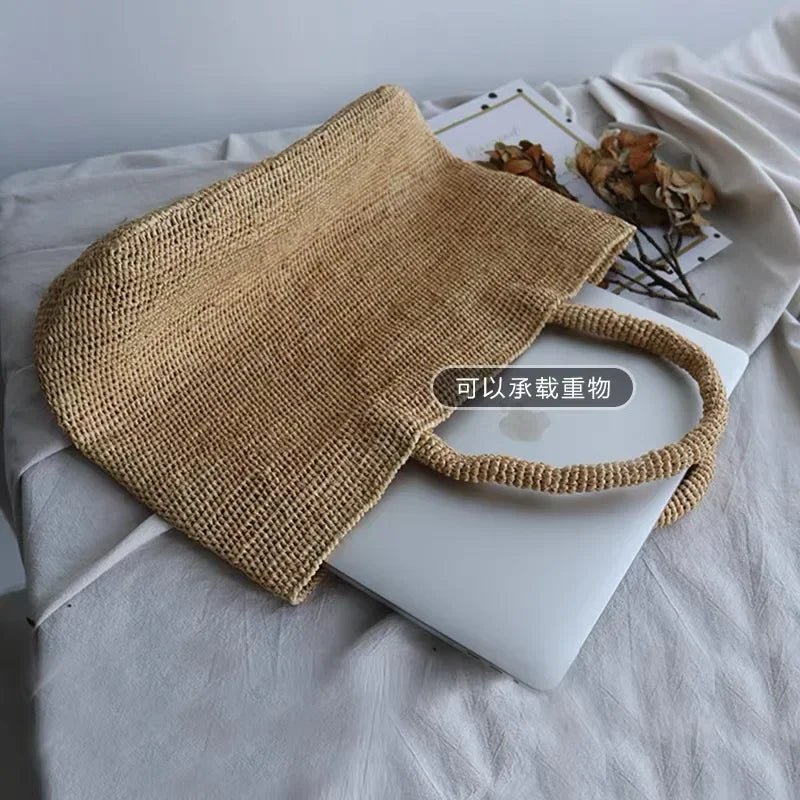 Women's Large Capacity  Shoulder Straw Beach Tote bag