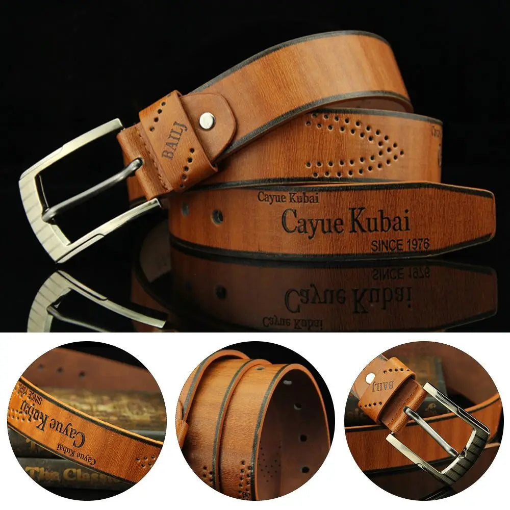 Leather Print Classic Buckle Business Leather Belts For Men