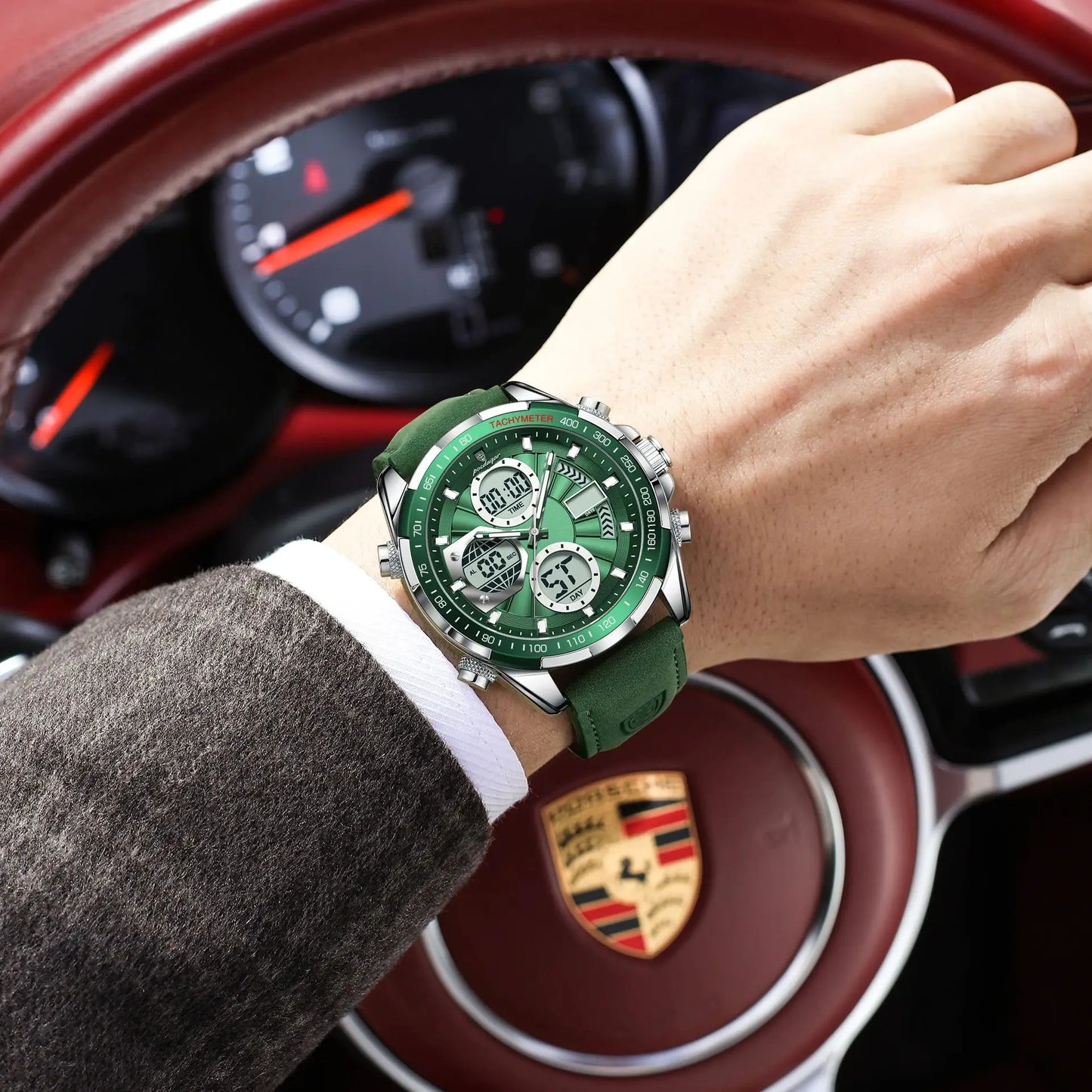 POEDAGAR LED Luminous Week, Date, Dual Time, Display Digital Watch For Men