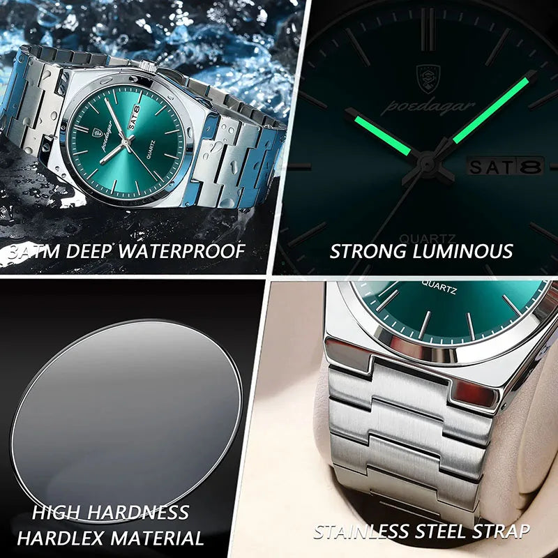 Waterproof Stainless Steel Quartz Wrist Watch For Man