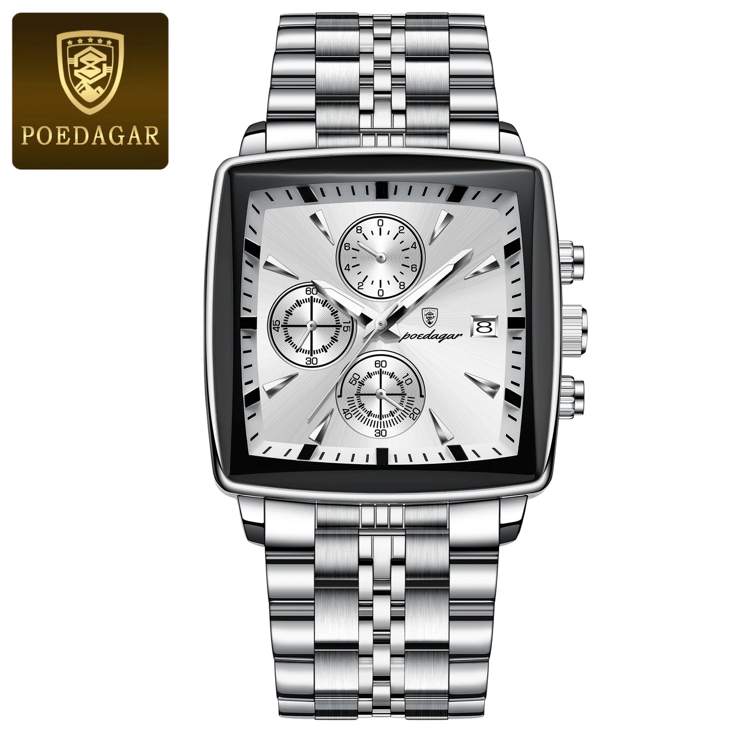 POEDAGAR Waterproof Luminous Chronograph Calendar Men's Wristwatch