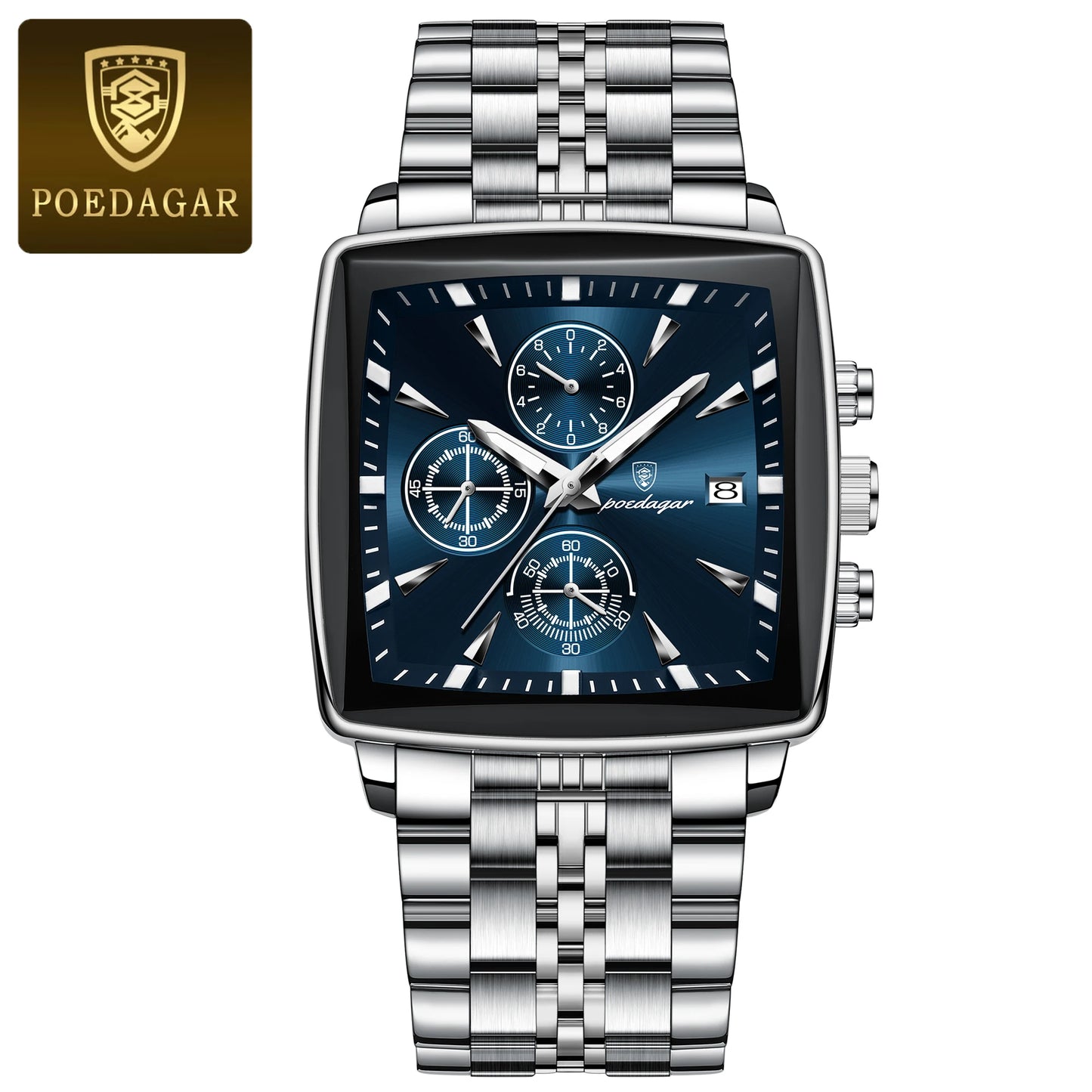 POEDAGAR Waterproof Luminous Chronograph Calendar Men's Wristwatch