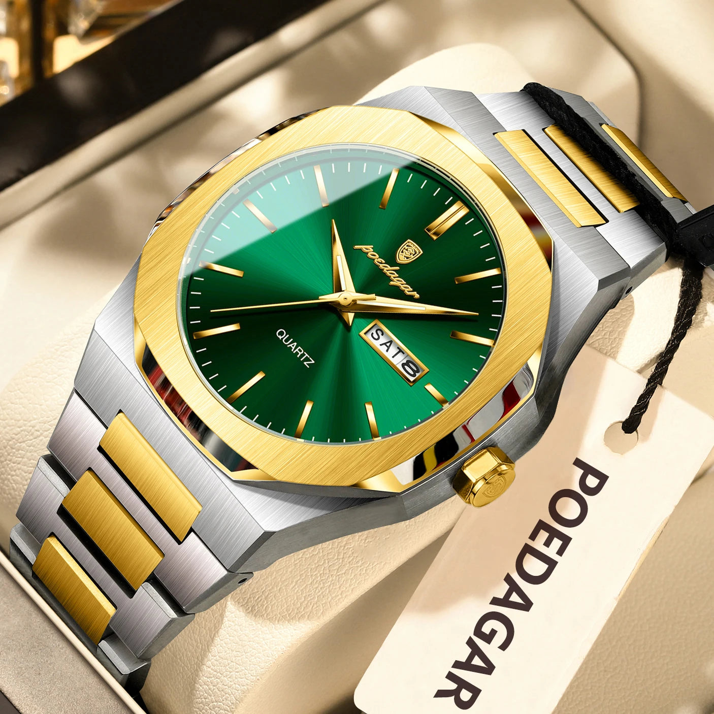 POEDAGAR  Waterproof Luminous Stainless Steel Watches For Men