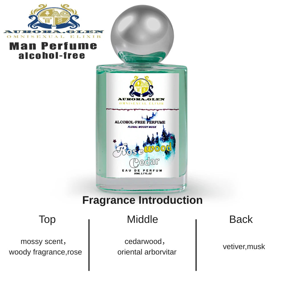 Men's Fresh Woody Alcohol-Free Perfume with Cedarwood Vetiver Cologne Pink Pepper Mint