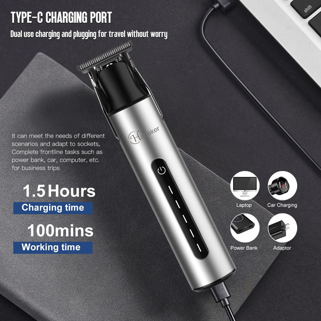 Hatteker Cordless USB Rechargeable Beard ,Hair Trimmer For Men