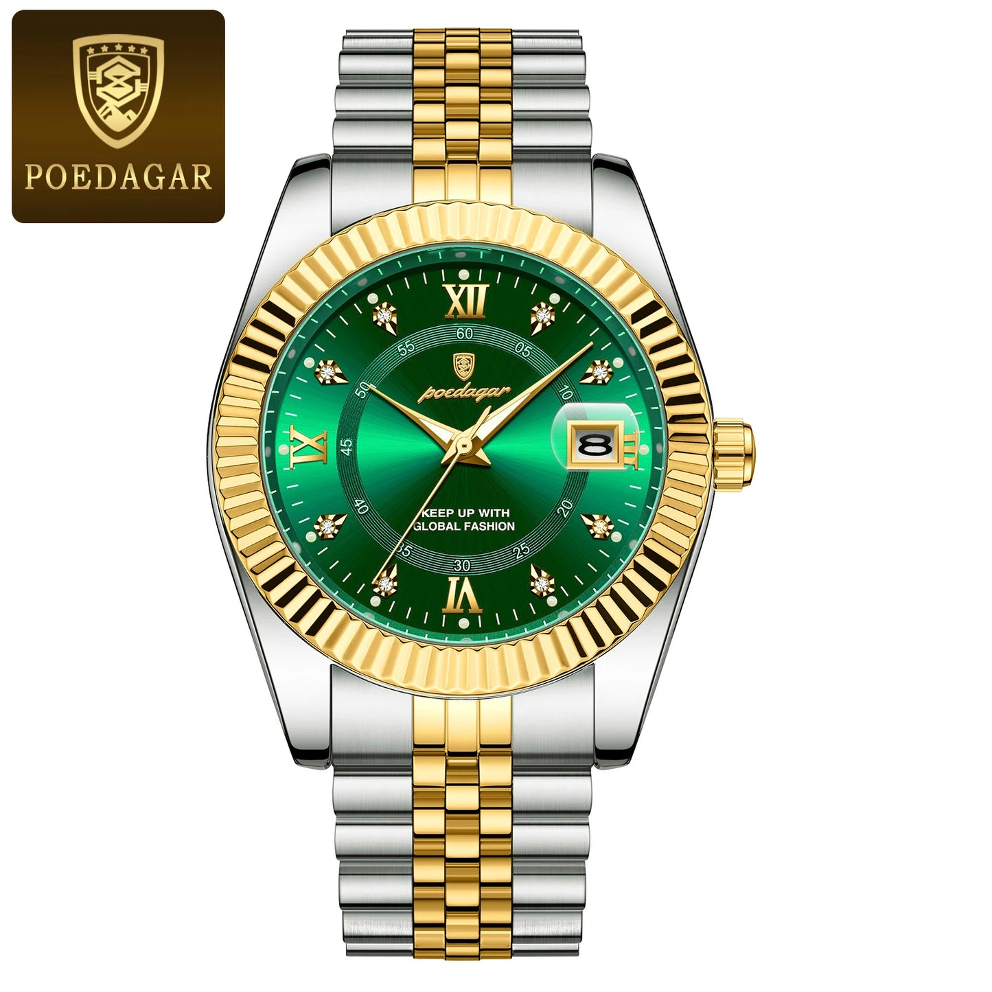POEDAGAR Waterproof Luminous Date Men Watch Quartz Stainless Steel