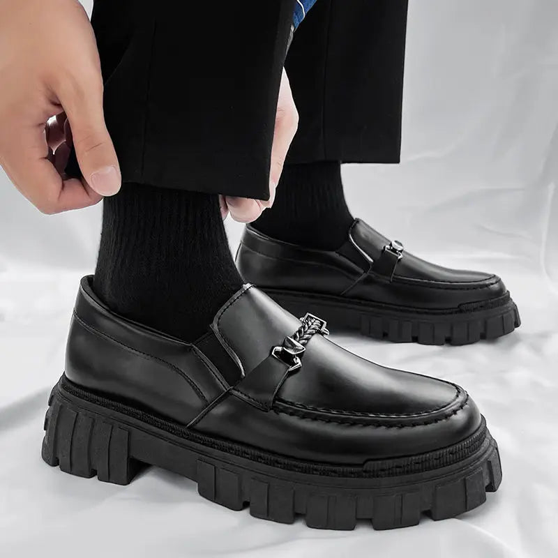 Business Leather Round Toe Height Increasing Platform Shoes for Men (Free Shipping)