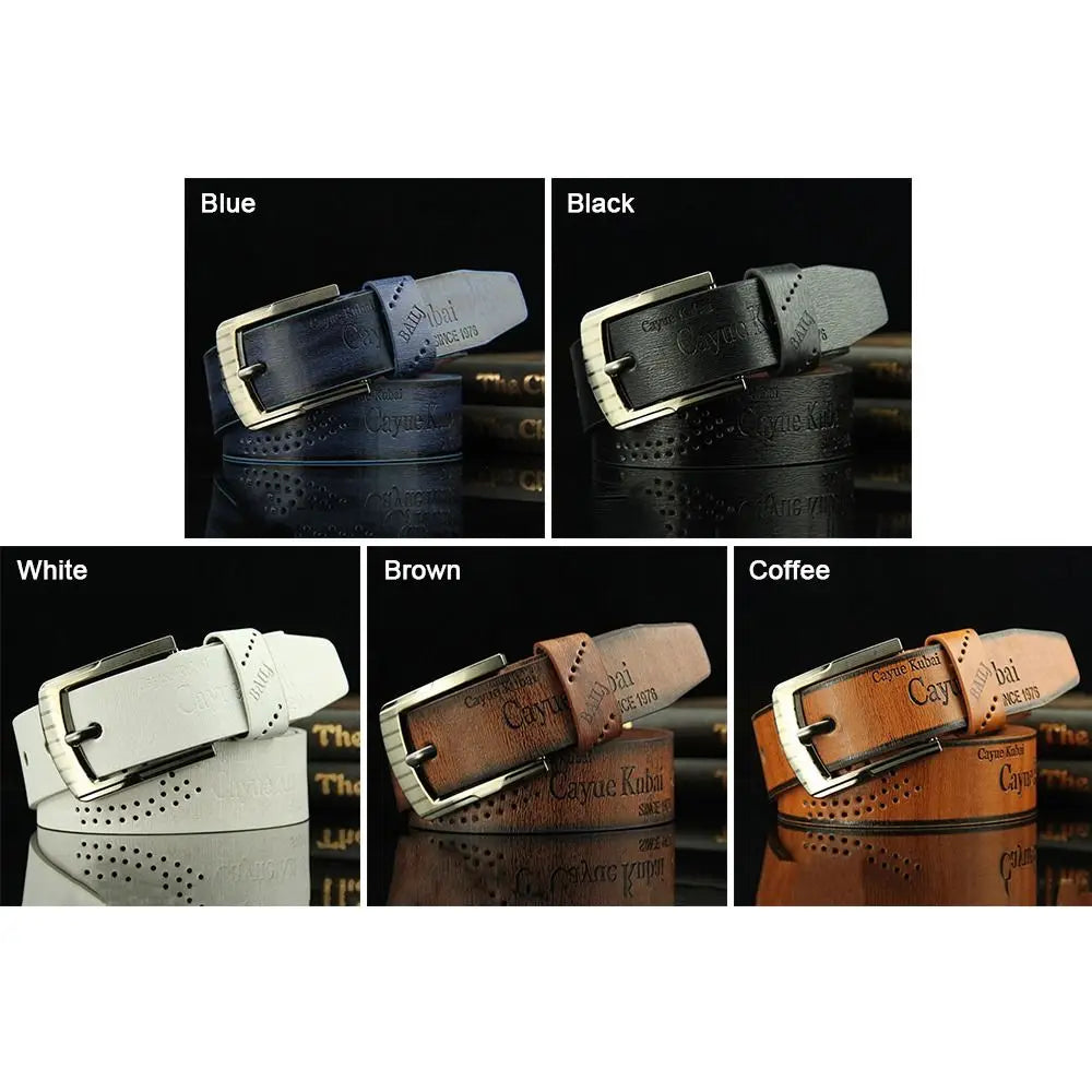 Leather Print Classic Buckle Business Leather Belts For Men