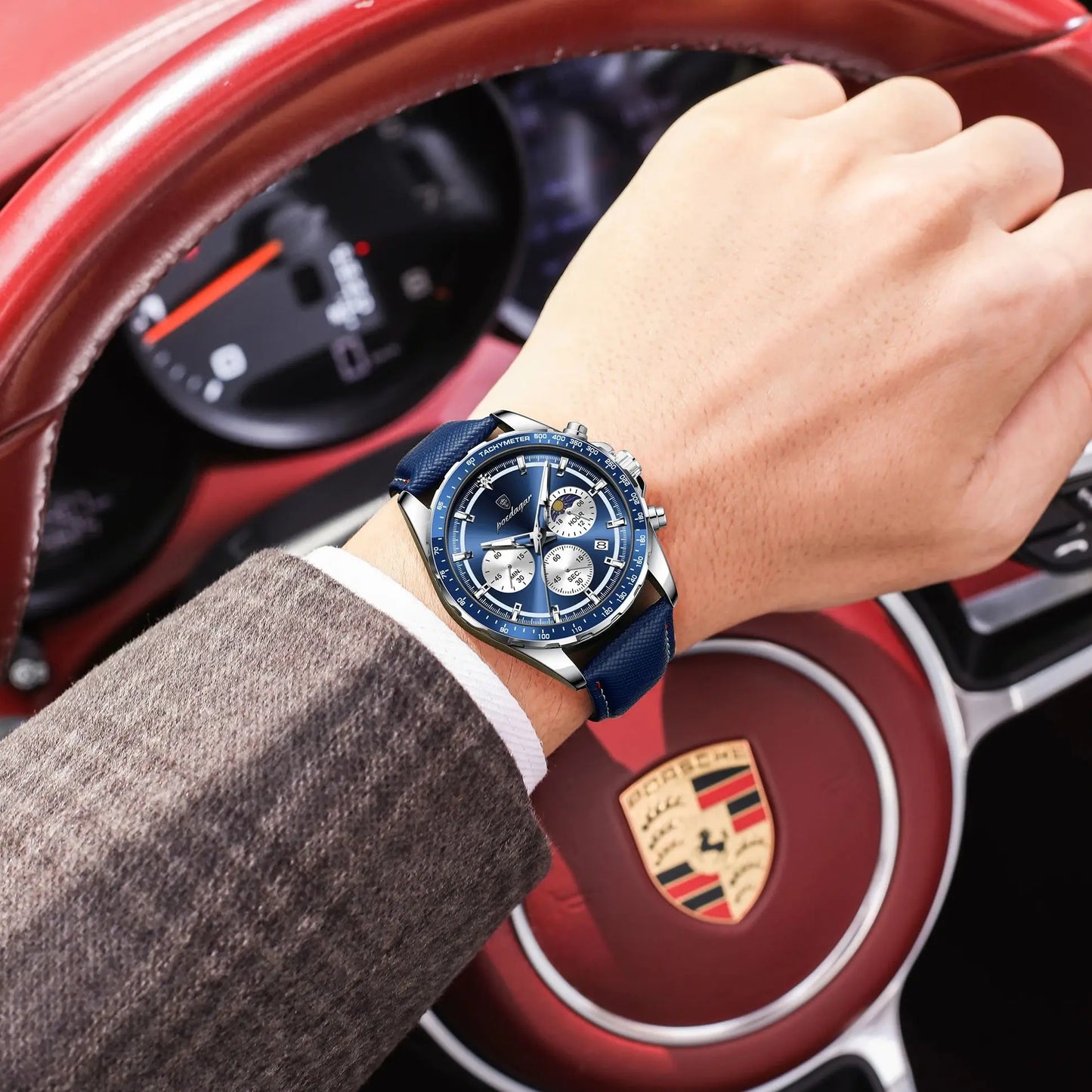 POEDAGAR Clock Fashion Luminous Waterproof Chronograph Watch For Men