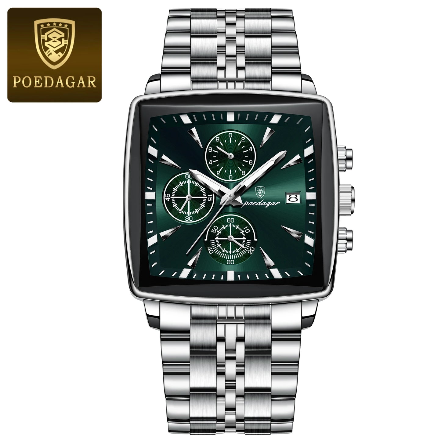 POEDAGAR Waterproof Luminous Chronograph Calendar Men's Wristwatch
