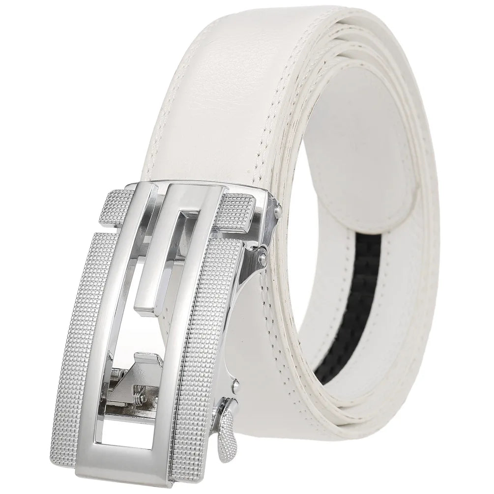 Leather Alloy Automatic Buckle Business Leisure Belt For Men