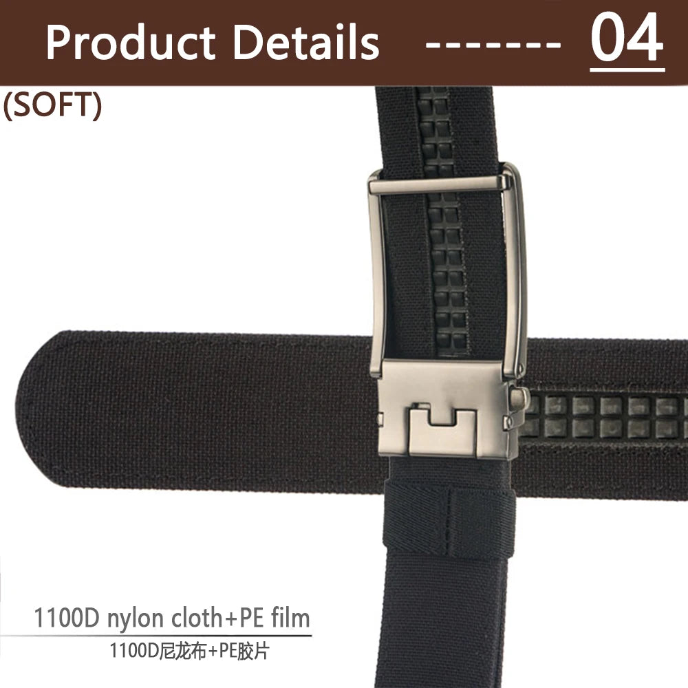 TUSHI Military Belt Sturdy Nylon Metal Automatic Buckle For Men