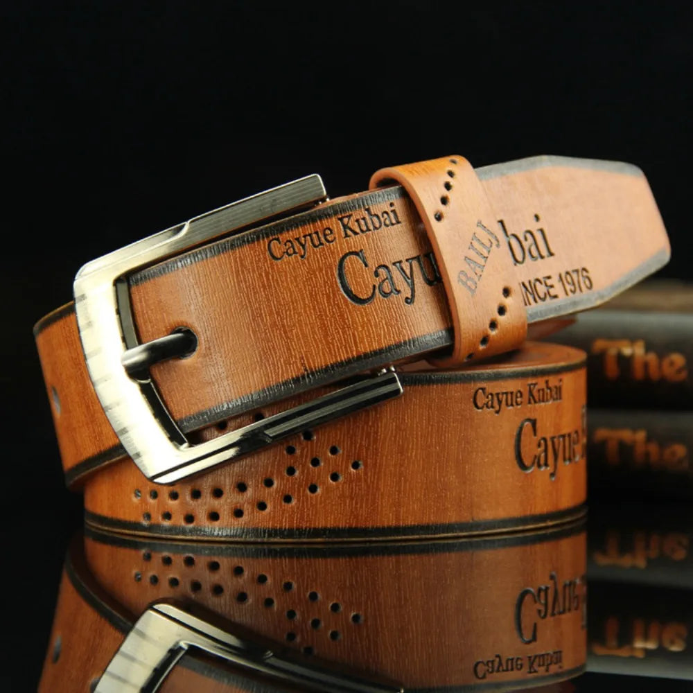 Leather Print Classic Buckle Business Leather Belts For Men