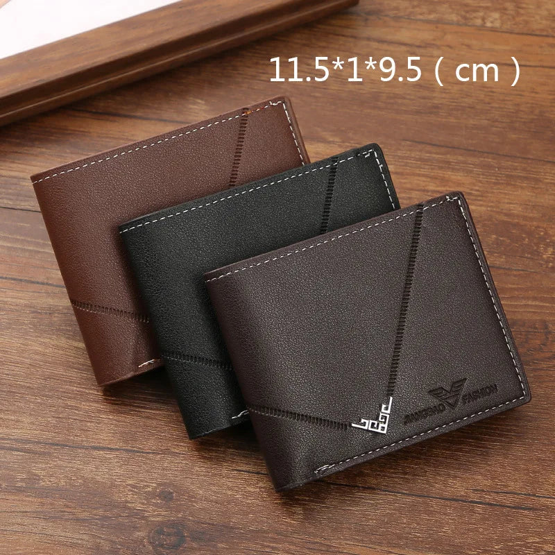 Men's Leather Casual Short Bifold Wallet