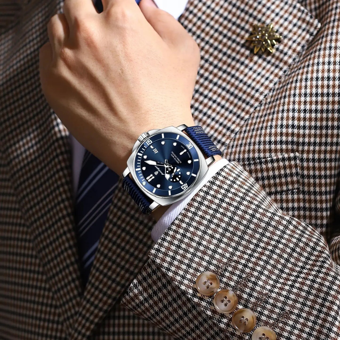 POEDAGAR Luminous Waterproof Wristwatch For Men