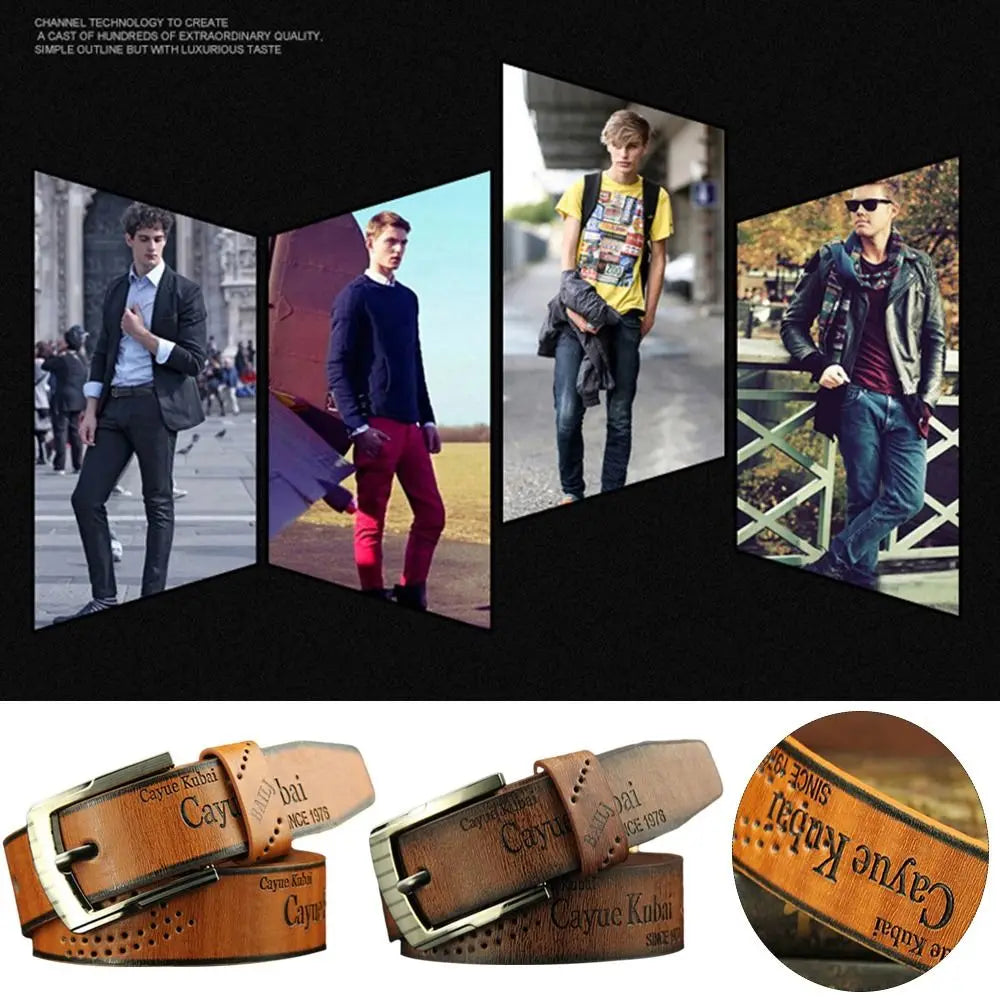 Leather Print Classic Buckle Business Leather Belts For Men