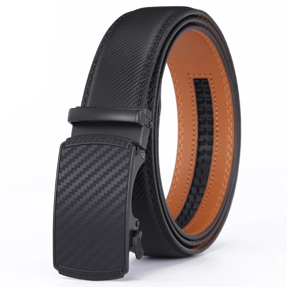 Leather Alloy Automatic Buckle Belt For Men