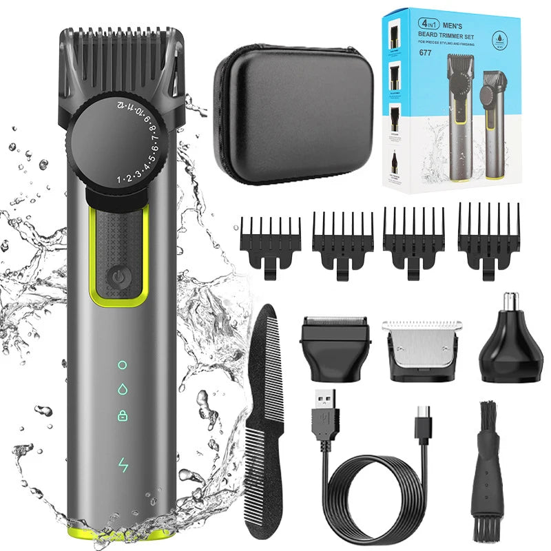 Beard Trimmer for Men (Adjustable Hair Clippers Electric, Cordless, Waterproof)