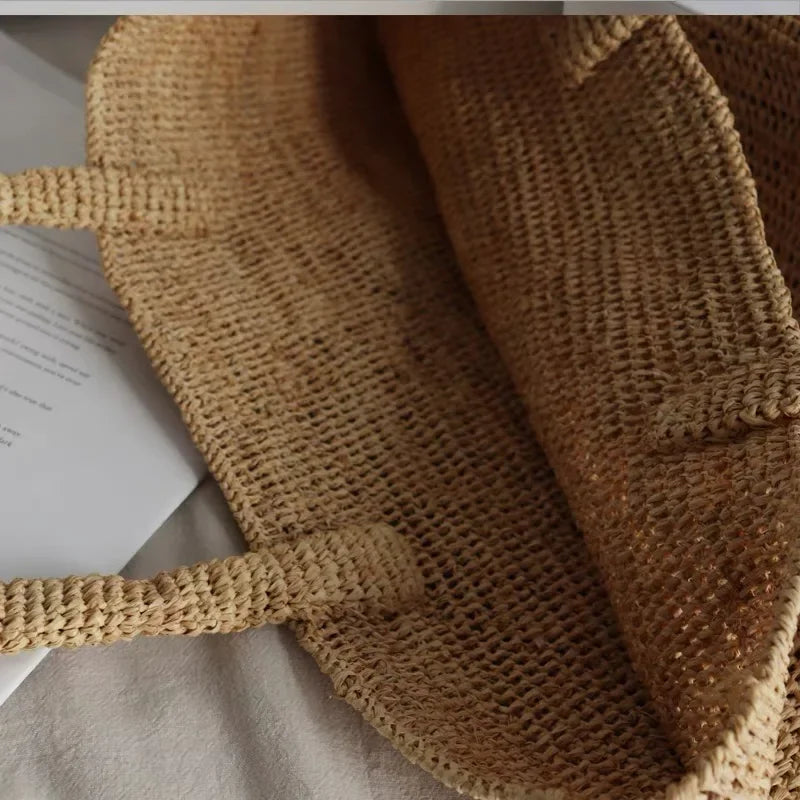 Women's Large Capacity  Shoulder Straw Beach Tote bag