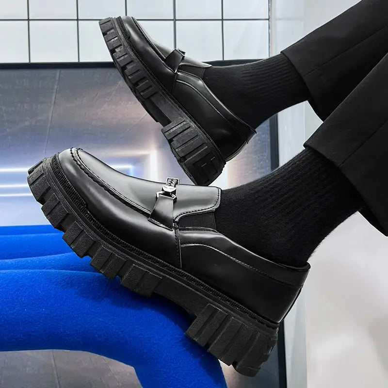 Business Leather Round Toe Height Increasing Platform Shoes for Men (Free Shipping)