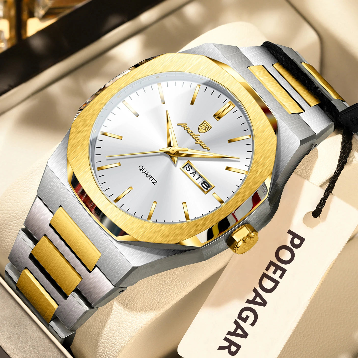POEDAGAR  Waterproof Luminous Stainless Steel Watches For Men