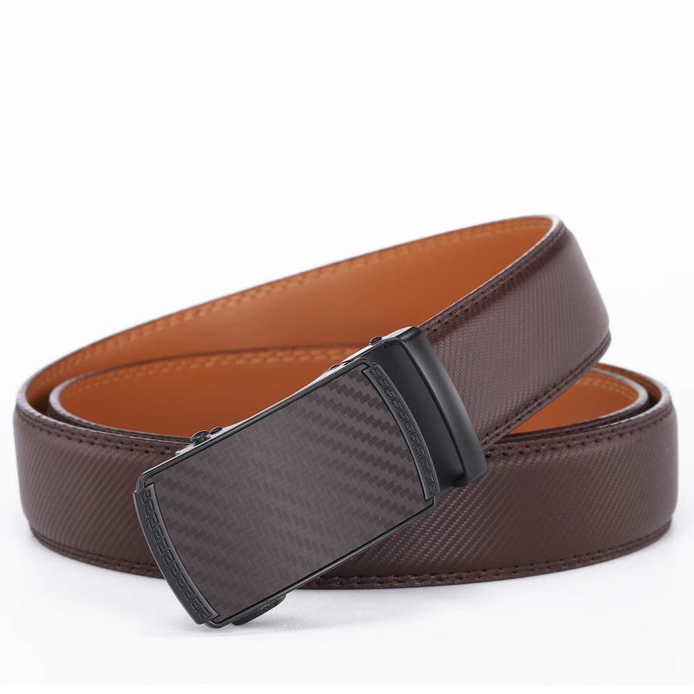 Leather Alloy Automatic Buckle Belt For Men