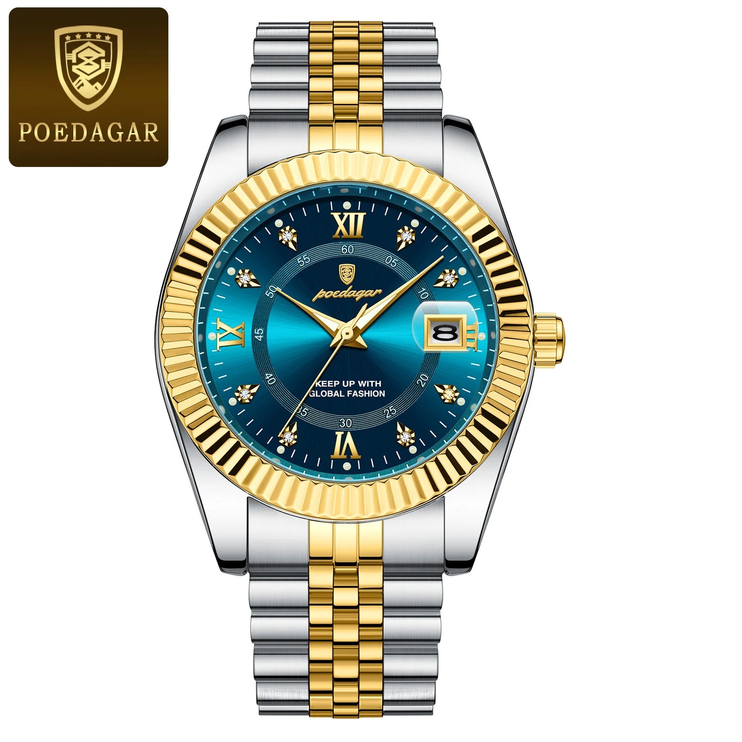 POEDAGAR Waterproof Luminous Date Men Watch Quartz Stainless Steel