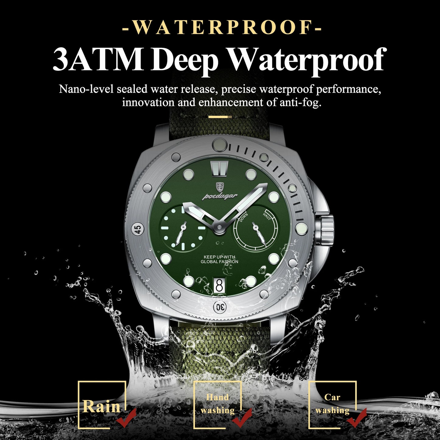 POEDAGAR High Quality Military Luminous Waterproof Watch For Men