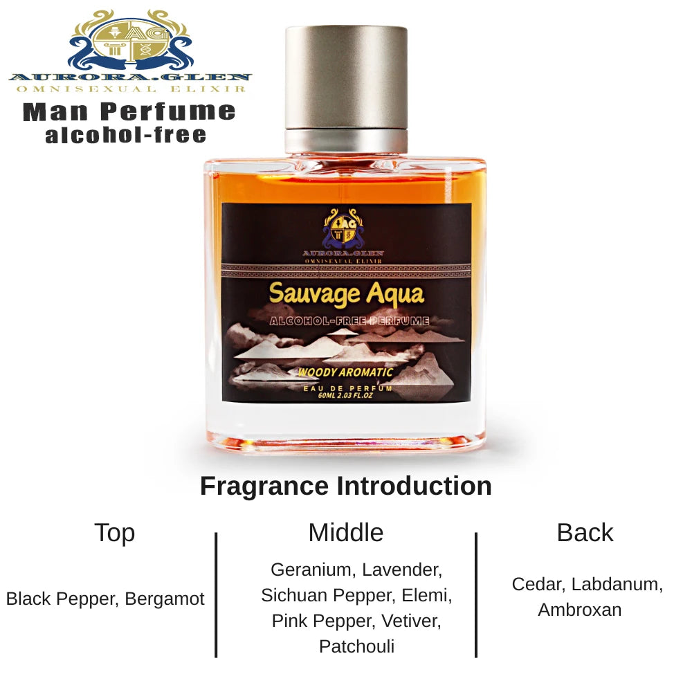 Men's Fresh Woody Alcohol-Free Perfume with Cedarwood Vetiver Cologne Pink Pepper Mint