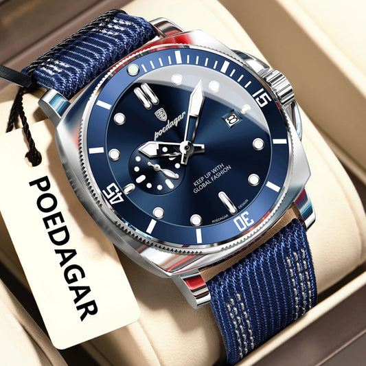 POEDAGAR Luminous Waterproof Wristwatch For Men