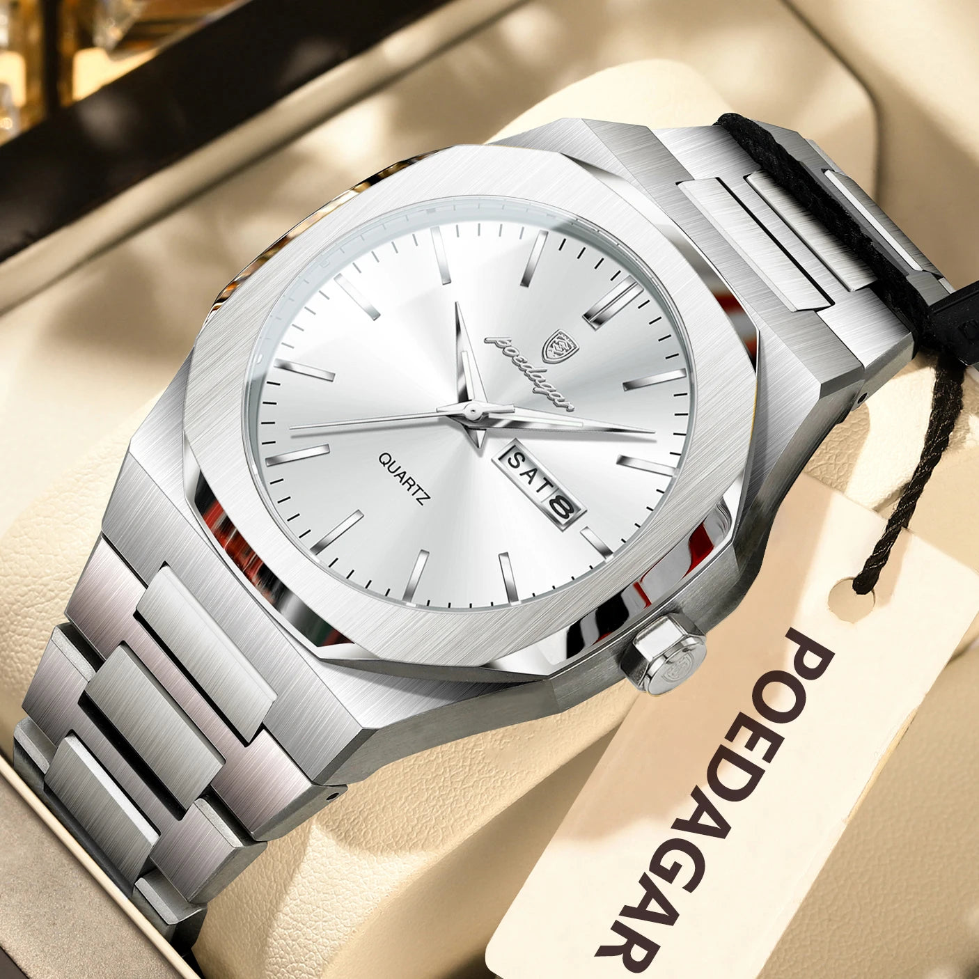 POEDAGAR  Waterproof Luminous Stainless Steel Watches For Men