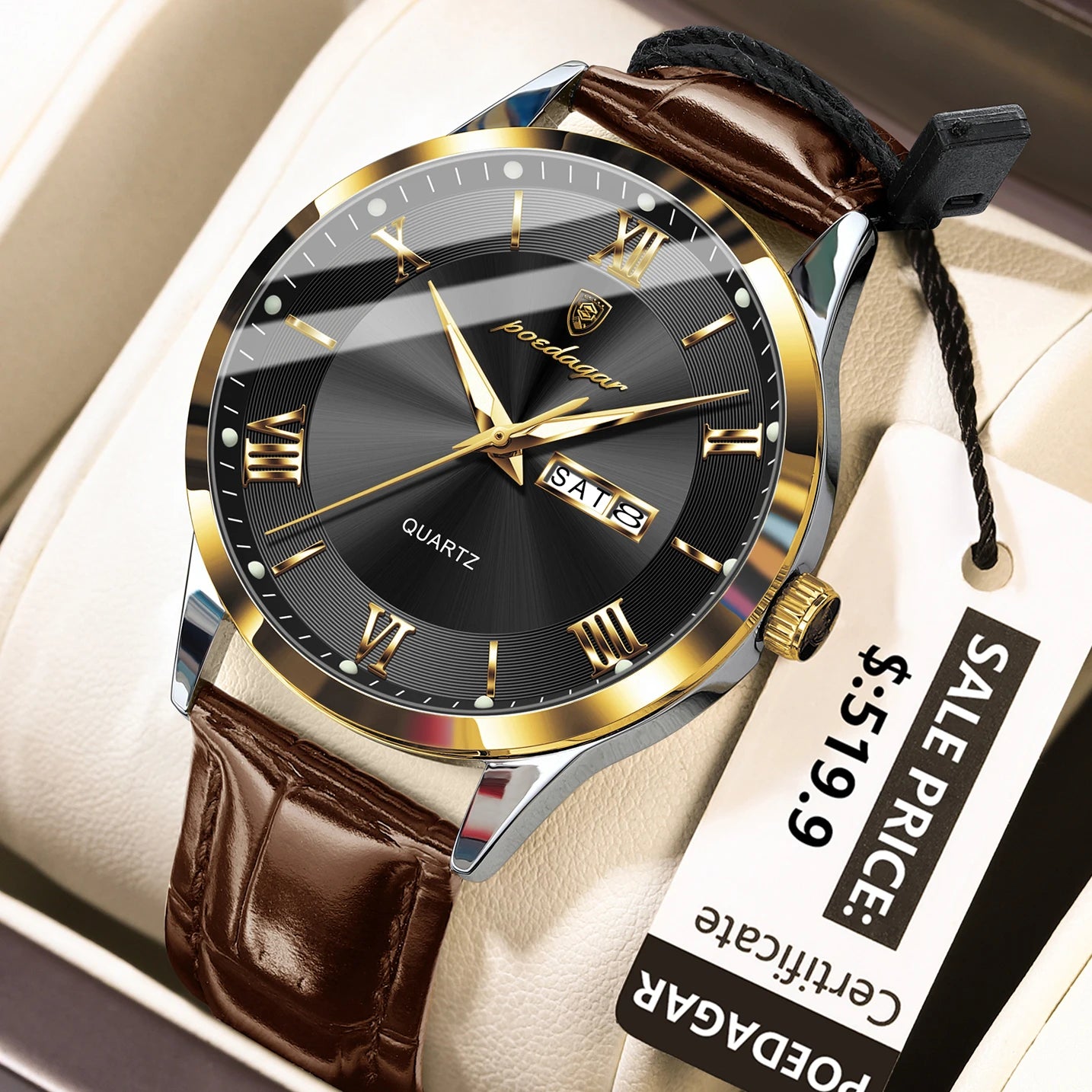 POEDAGAR Waterproof Luminous Watch For Men