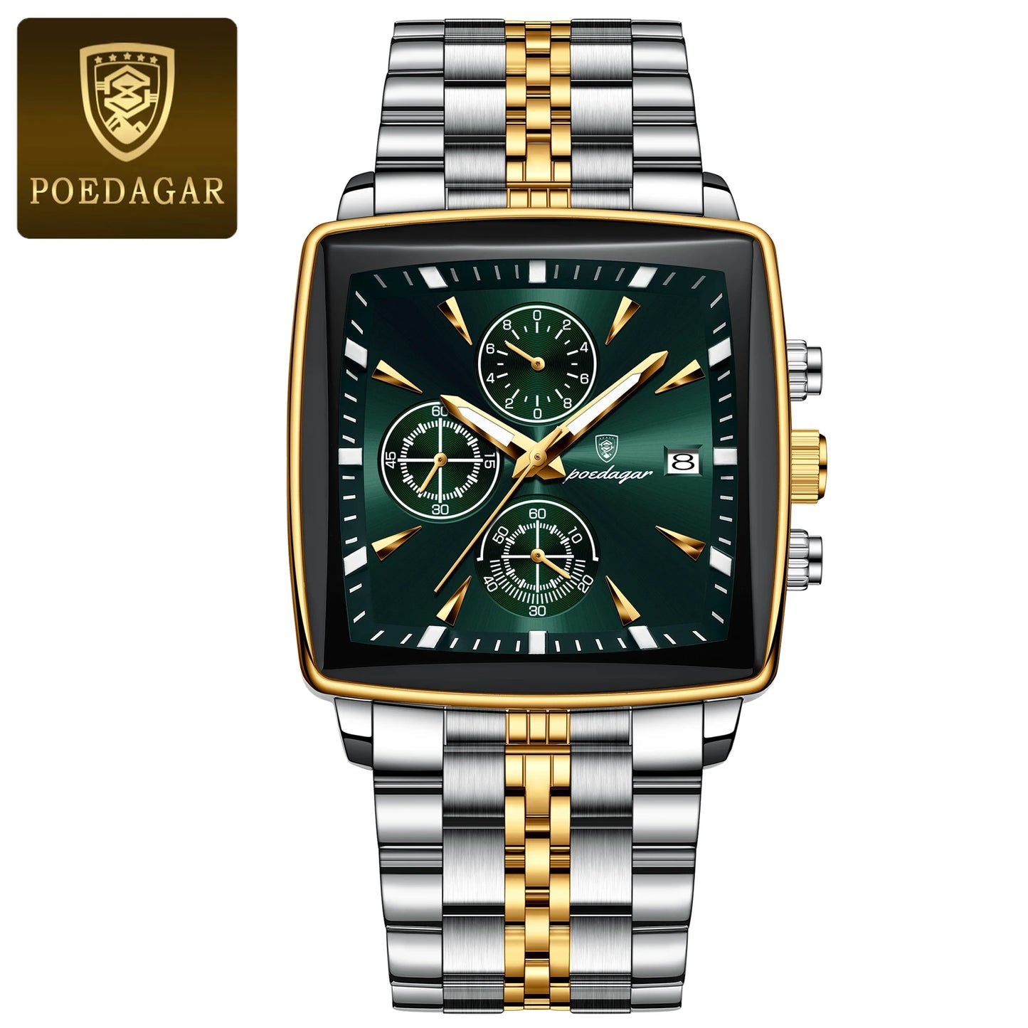 POEDAGAR Waterproof Luminous Chronograph Calendar Men's Wristwatch