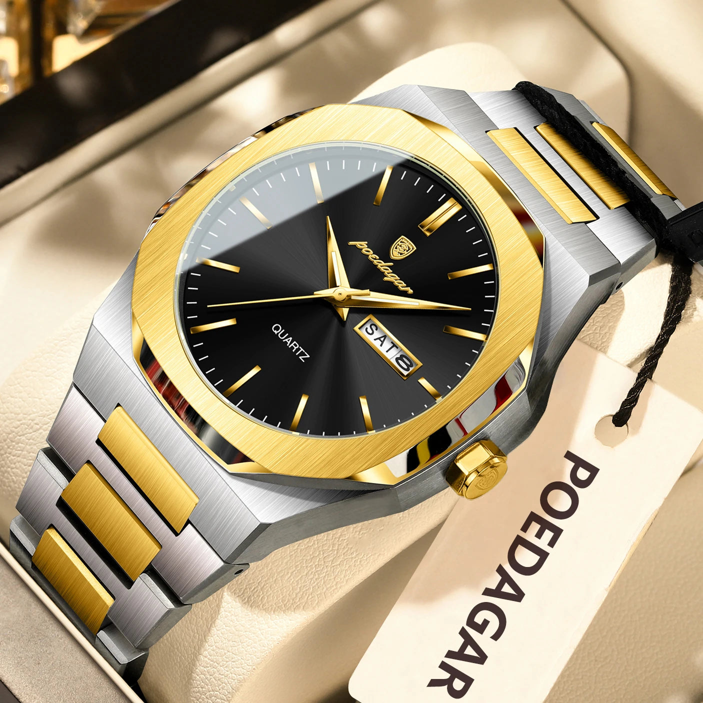POEDAGAR  Waterproof Luminous Stainless Steel Watches For Men
