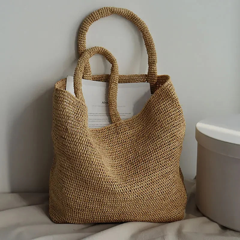 Women's Large Capacity  Shoulder Straw Beach Tote bag