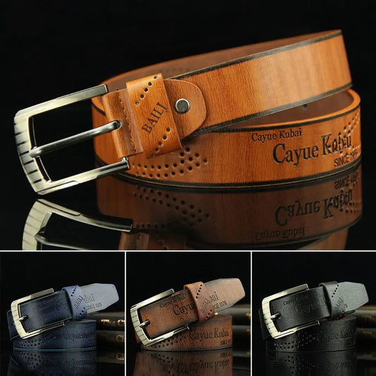 Leather Print Classic Buckle Business Leather Belts For Men