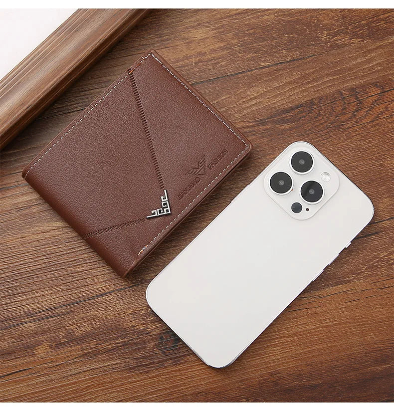 Men's Leather Casual Short Bifold Wallet
