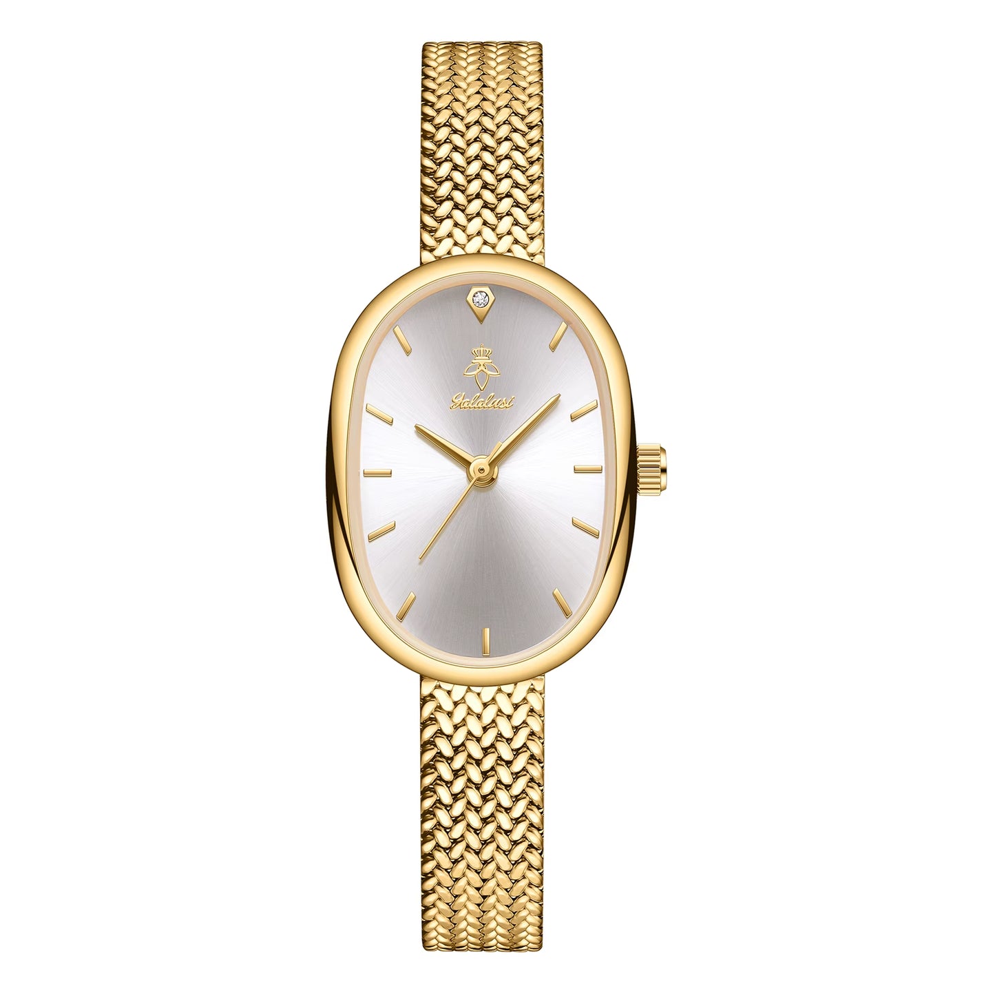 Brand Fashion Women'S Quartz Watch Slim Metal Woven Strap Women'S Watches Niche Trend Watches Gift Set