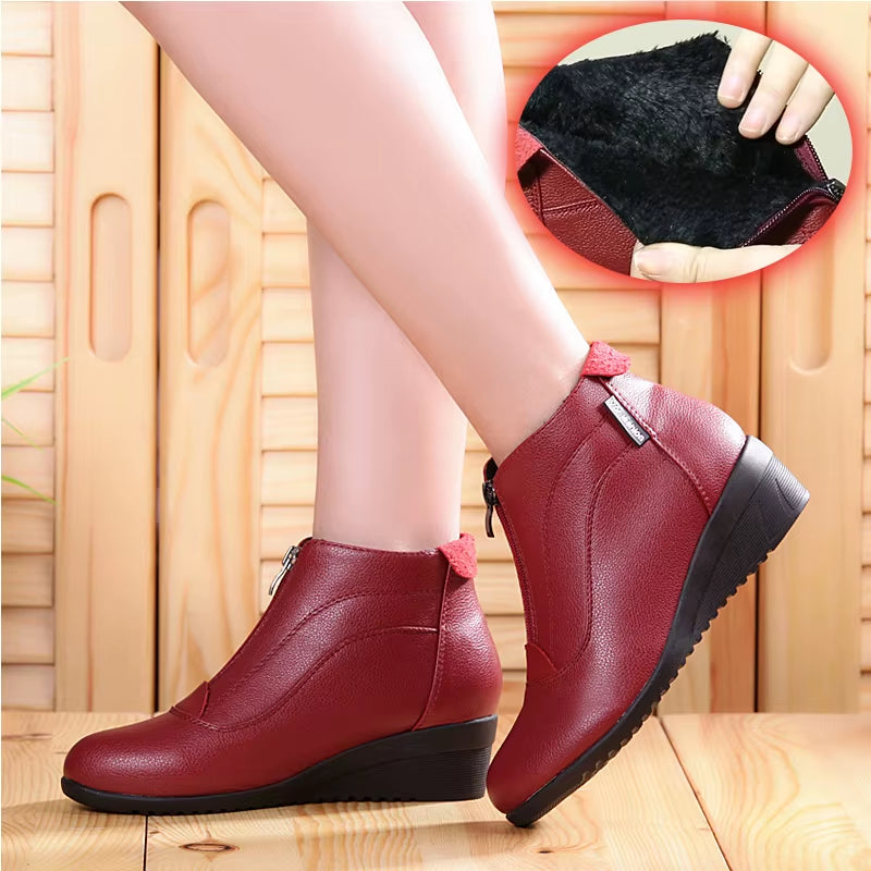 Winter Boots Women 2020 Women Snow Boots Wedge Heels Winter Shoes Women Warm Fur Casual Shoes Zip Women'S Shoes Botas Mujer