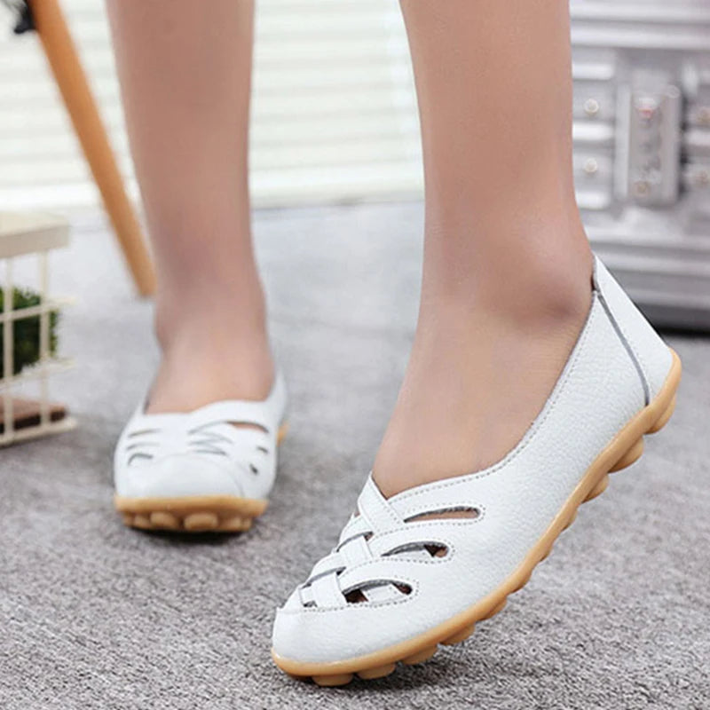 Genuine Leather Women'S Shoes Flats Loafers Ladies Shoes Slip on Women'S Loafers Femme Moccasins Female Ballet Tenis Feminino