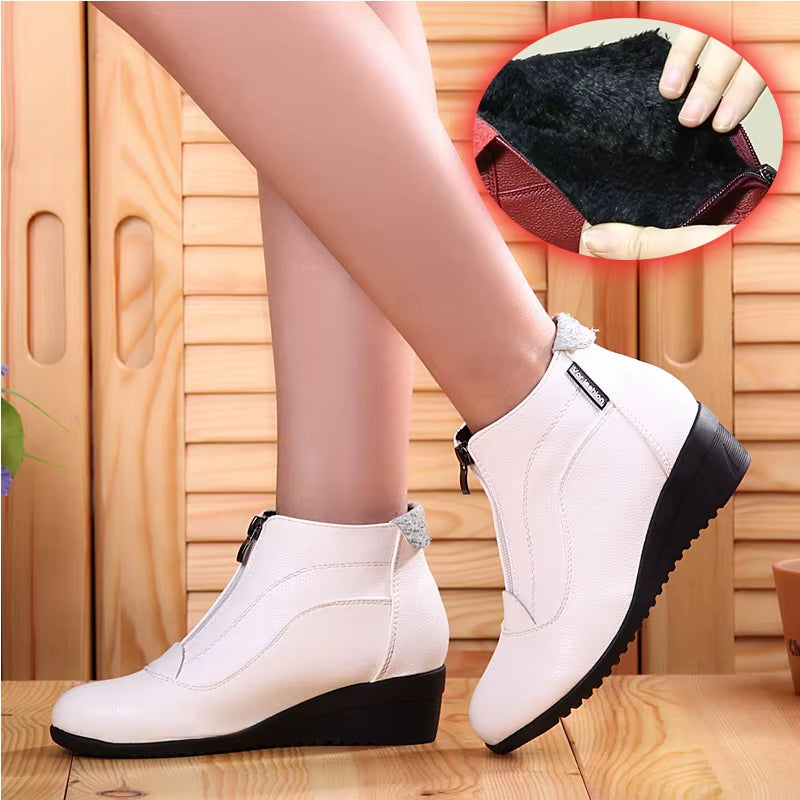 Winter Boots Women 2020 Women Snow Boots Wedge Heels Winter Shoes Women Warm Fur Casual Shoes Zip Women'S Shoes Botas Mujer